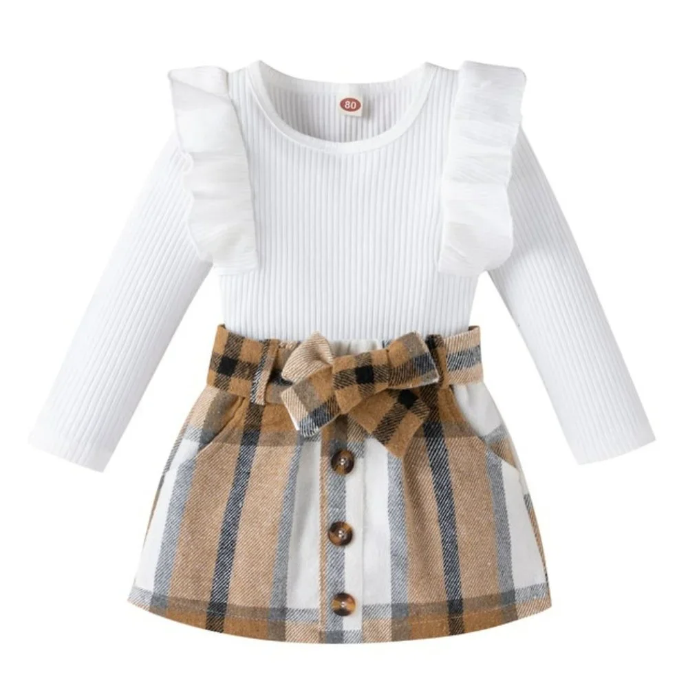 Knitted Ribbed Solid Color Baby Girl Set - Picture 7 of 8